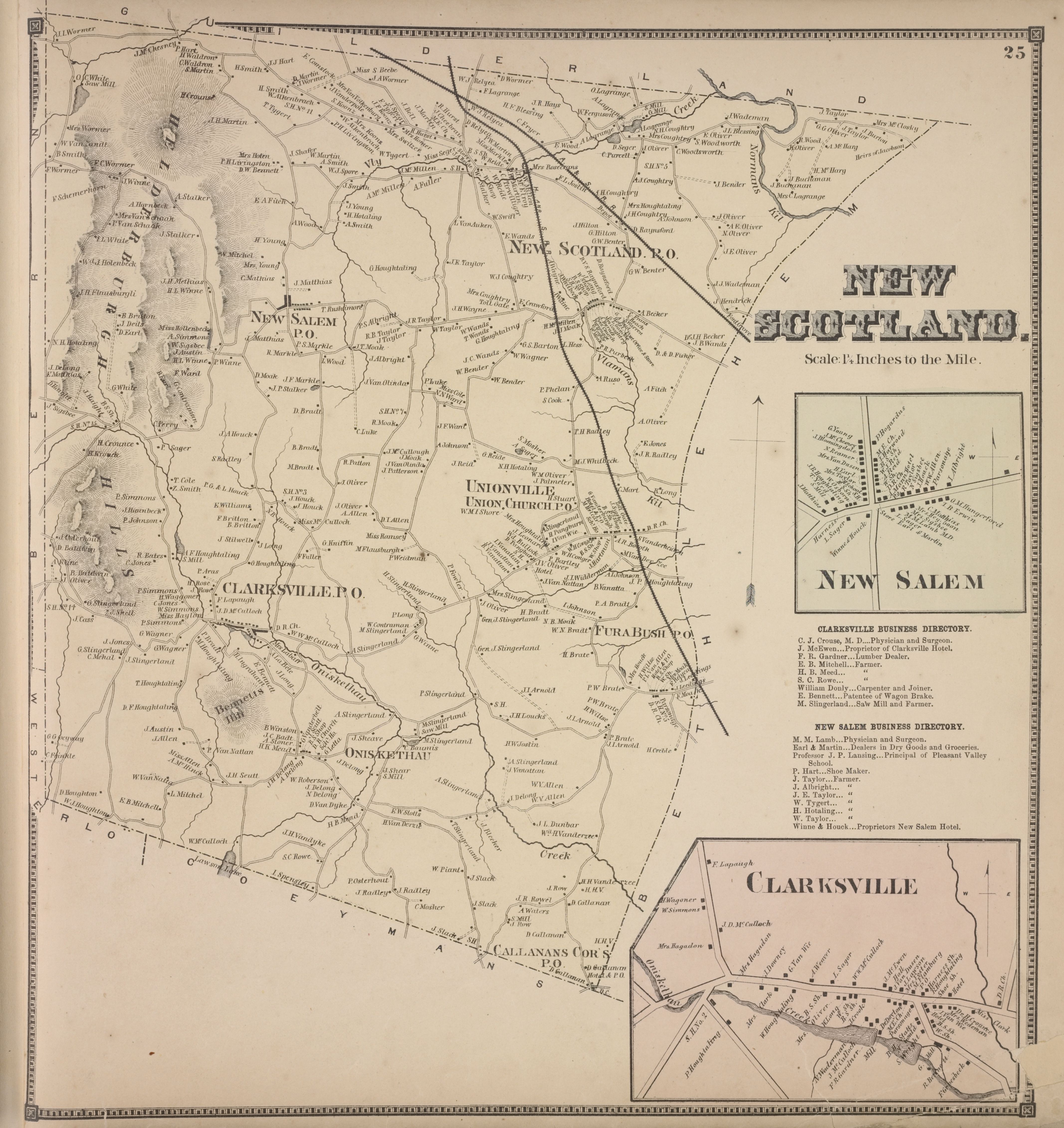 1866 Beers atlas map of New Scotland Township, showing Fura Bush and surrounding hamlets